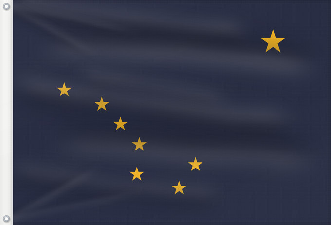 Bandera, con dos ojales metálicos y lado del asta reforzado: Alaska	L Alaska	Alaska 	Dell Alaska	Banniel Alaska	ᎡᏩᏐᎾ ᎦᏓᏘ	Alasko	De l Alaska	Ka hae ‘Ālaka	דגל אלסקה	De Alaska	Alaskam takuyaŋa	Standardo di Alaska	Alascae	Hakʼaz Dineʼé Bikéyah Hahoodzo bidah naatʼaʼí	Флаг Аляски	Američke savezne države Aljaske	Прапор 