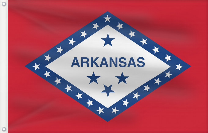Bandera, con dos ojales metálicos y lado del asta reforzado: Arkansas