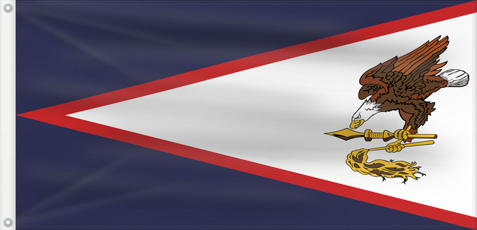 Bandera, con dos ojales metálicos y lado del asta reforzado: American Samoa