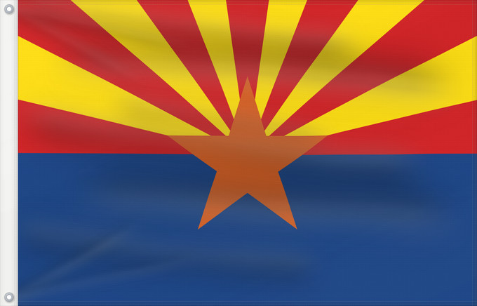 Bandera, con dos ojales metálicos y lado del asta reforzado: Arizona ᎡᏩᏐᎾ ᎦᏓᏘ