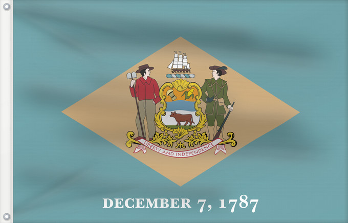 Flagge, mit zwei Metallösen und verstärktem Besatzband: Delaware	ᏕᎳᏪᎢ ᎦᏓᏘ	Ka hae Kelawea	Delevariae	Vlagge van Delaware	Déláwee Hahoodzo bidah naatʼaʼí	Флаг Делавэра	Američke savezne države Delaver	Delawares