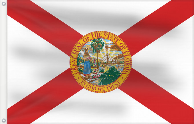 Bandera, con dos ojales metálicos y lado del asta reforzado: Florida	Florida, United States	Floride, États-Unis d Amérique	Banniel Florida, Stadoù Unanet Amerika	ᏧᎦᎾᏮ ᎦᏓᏘ