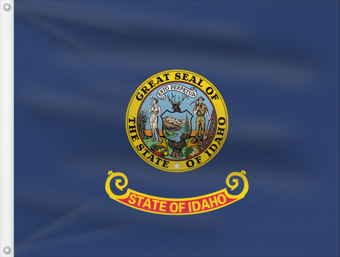 Bandera, con dos ojales metálicos y lado del asta reforzado: Idaho Idaho, from the xrmap flag collection 2.7 L Idaho Dell Idaho ᎠᏓᎰ ᎦᏓᏘ De l Idaho Ka hae ‘Ikahō Idahi Áadihoo Hahoodzo bidah naatʼaʼí Флаг Айдахо Američke savezne države Idaho