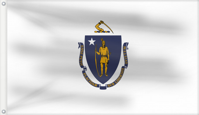 Flagge, mit zwei Metallösen und verstärktem Besatzband: Massachusetts	ᎺᏌᏧᏎᏗ ᎦᏓᏘ	Ka hae Makakukeka	Massachusettæ	Méésíchóoshish Hahoodzo bidah naatʼaʼí	Amerikaanischen Bunneschteet Massachusetts	Флаг Массачусетса	Američke savezne države Massachusetts