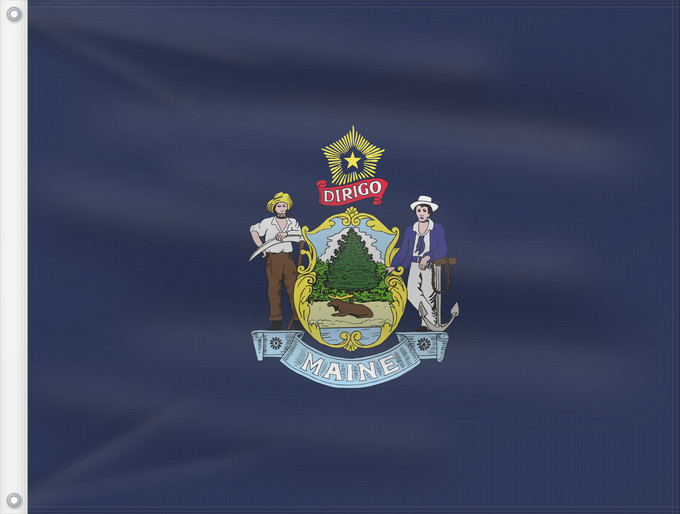 Bandera, con dos ojales metálicos y lado del asta reforzado: Maine