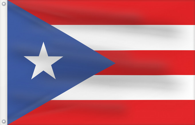 Bandera, con dos ojales metálicos y lado del asta reforzado: Puerto Rico