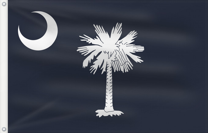 Bandera, con dos ojales metálicos y lado del asta reforzado: South Carolina Caroline du Sud Carolina del Sur Carolina del Sud علم كارولاينا الجنوبية ᏐᎦᎴᏂ ᎦᏓᏘ Ka hae Kalolaina Hema Carolinae Meridionalis Shádiʼááhjí Kééláanah Hahoodzo bidah naatʼaʼí Флаг Южной Каролины Američke savezne države Južne Karoline