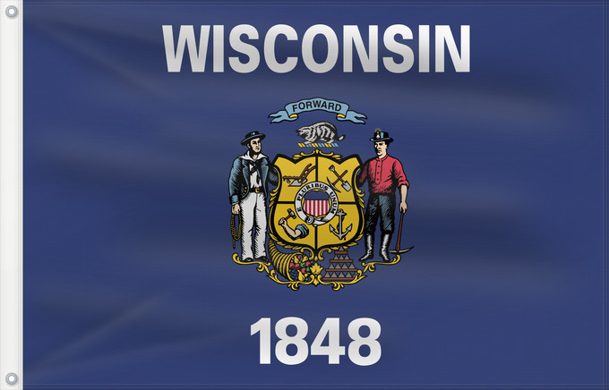 Flag, with two metal eyelets and reinforced hoist: Wisconsin