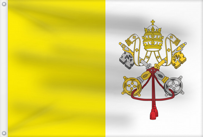 Drapeau, avec deux œillets métalliques et guindant renforcé : Vatican City  2023–present	Vatican City State	Vatican (Saint-Siège)	Ciudad del Vaticano	Vatikanstadt	Città del Vaticano