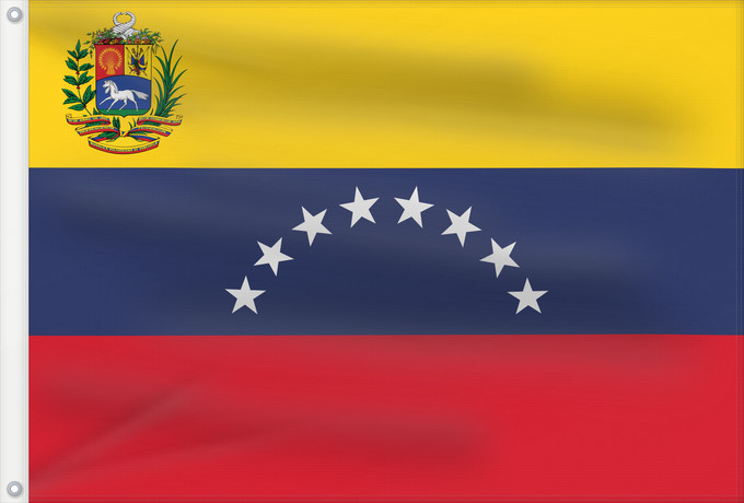 Drapeau, avec deux œillets métalliques et guindant renforcé : Venezuela Benezuela Winïxwila wiphala Veneçuela Venezuelo Venezuelako bandera Poyvi Venesuéla Winisuyla unanchan Venezuele