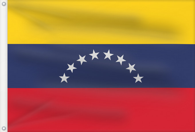 Bandera, con dos ojales metálicos y lado del asta reforzado: Venezuela Civil du Venezuela Venezuela - bandera Civil y de la Marina Mercante de Venezuela Benezuela Winïxwila wiphala Veneçuela Venezuelská vlajka Venezuelo Venezuelako bandera Poyvi Venesuéla Winisuyla unanchan Флаг Венесуэлы Venezuele Türkçe Venezuela