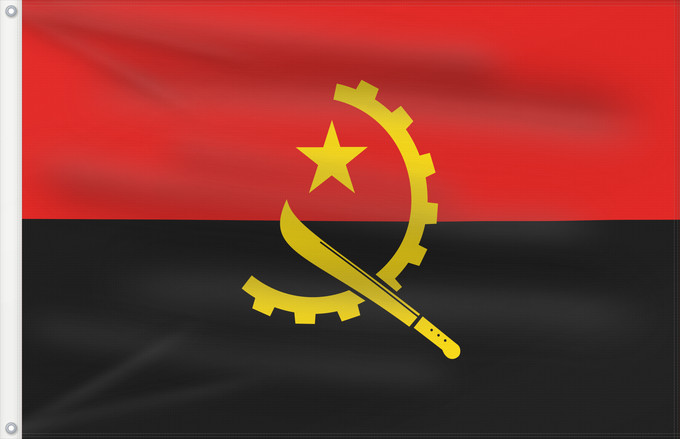 Bandera, con dos ojales metálicos y lado del asta reforzado: Angola	Dell Angola	የአንጎላ ሰንደቅ ዓላማ	علم أنغولا	Angoly	Σημαία της Αγκόλας	پرچم آنگولا	Angolan	अंगोला ध्वज	Bandel a Ngola	Ala Angolayê	Bɛndɛ́lɛ ya Angola	Sainan i Angola	Angolei	Флаг Анголы	Angole	Angoola	Seboko ye Angola	Angolas	அங்கோலா கொடி	Mujeko ya Angola