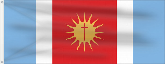 Bandera, con dos ojales metálicos y lado del asta reforzado: Provincia de Santiago del Estero	Santiago del Estero Province	province de Santiago del Estero	provincia de Santiago del Estero	Santiago del Estero (Provinz)	provincia di Santiago del Estero	Santiago del Estero, Argentina