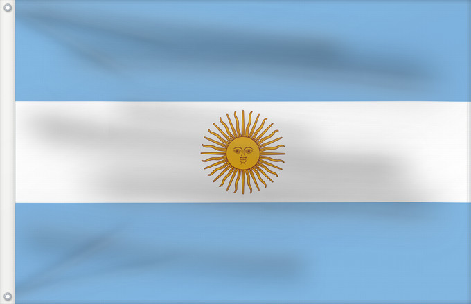 Flag, with two metal eyelets and reinforced hoist: Argentina	Argentin	La Argentina	Argentinien	Dell Argentina	Argentinië	Argentyny	আর্জেন্টিনার পতাকা	Argentine	آرژانتین پرچم	Argentiinan	Airgintín	Флаг Аргентины	Argentíny	Argentinas	Прапор Аргентини	​阿根廷国旗