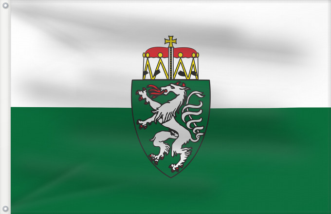 Bandera, con dos ojales metálicos y lado del asta reforzado: Styria	White-green. Colours of the state of Styria	Styrie	Estiria	Weiß-grün. Landesfarben der Steiermark	Stiria