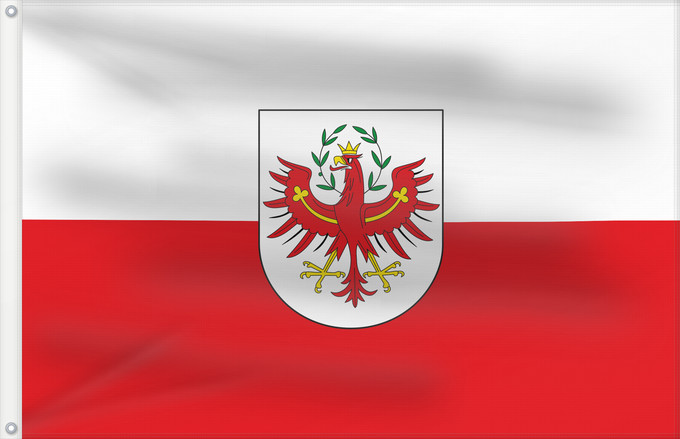 Drapeau, avec deux œillets métalliques et guindant renforcé : Tirol	White-red. Colours of the state of Tyrol	Tyrol	Weiß-rot. Landesfarben und Landesflagge von Tirol	Tirolo