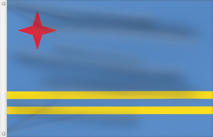 Bandera, con dos ojales metálicos y lado del asta reforzado: Aruba	Флаг Арубы