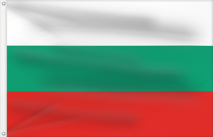 Flag, with two metal eyelets and reinforced hoist: Bulgaria	La Bulgarie	Bulgarien	Bulgara	Bulgarije	Bulgária	Bułgarii	Национално знаме на България	Bulharská vlajka	ꙁна́мѧ Блъгарі́ꙗ	Bulgariens	Σημαία της Βουλγαρίας	Bulgaaria lipp	Bulgarian	Bulgáire	דגל בולגריה	Bugarske	ბულგარეთის დროშა	Bulgaresche Fändel	B