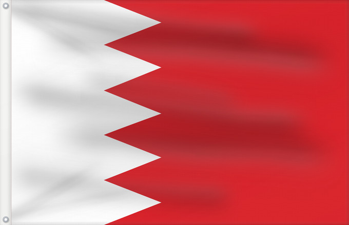Bandera, con dos ojales metálicos y lado del asta reforzado: Bahrain	Bahreïn	Baréin	Bahrein	علم البحرين	Bahreina	Bahrainin	Флаг Бахрейна	Bahrajna	Bahrains	Прапор Бахрейну	Quốc kỳ Bahrain