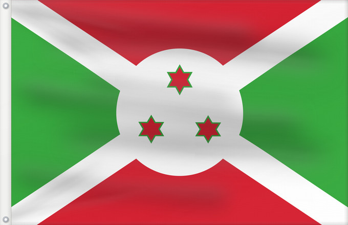 Bandera, con dos ojales metálicos y lado del asta reforzado: Burundi