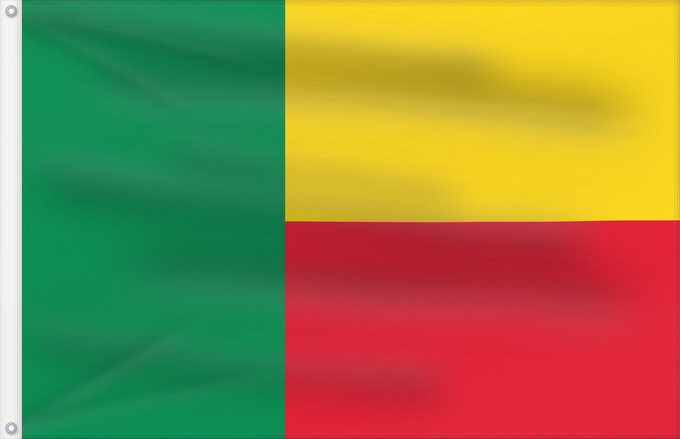 Drapeau, avec deux œillets métalliques et guindant renforcé : Benin	Bénin	Benín	Benins	علم بنين	Banniel Benin	Σημαία του Μπενίν	Benino	Beningo bandera	پرچم بنین	Beninin	Fon Benɛɛtò sín asya	Okoloto ndi Benin	Benina	Raaya bu Bene	Àsìá ilẹ́ Bẹ̀nẹ̀