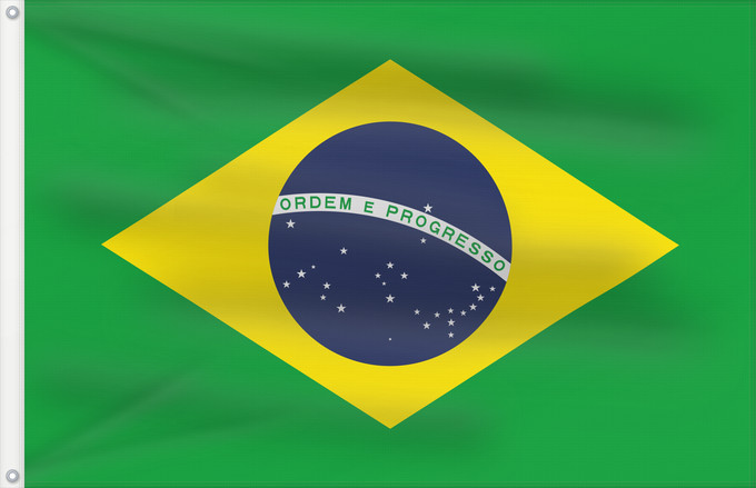Drapeau, avec deux œillets métalliques et guindant renforcé : Brazil	Brésil	Brasil	Brasilien	Brasile
