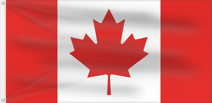 Drapeau, avec deux œillets métalliques et guindant renforcé : Canada Canadá Kanada