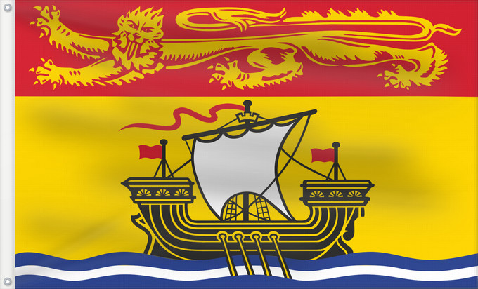 Bandera, con dos ojales metálicos y lado del asta reforzado: New Brunswick	New Brunswick 	Nouveau-Brunswick	Nuevo Brunswick	Nuovo Brunswick	Banniel proviñs New Brunswick