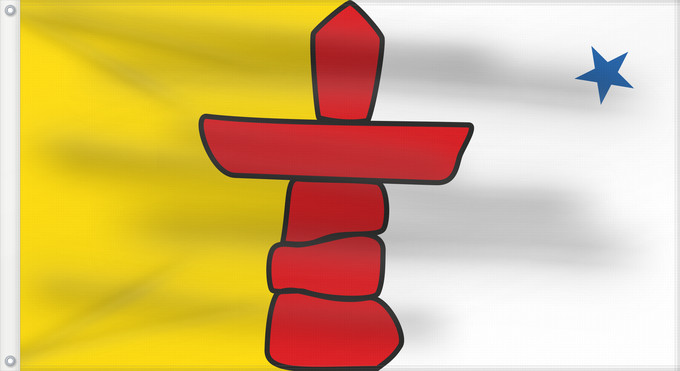 Drapeau, avec deux œillets métalliques et guindant renforcé : Nunavut Banniel tiriad Nunavut, Kanada ᓄᓇᕘᑉ ᓴᐃᒻᒪᑎ