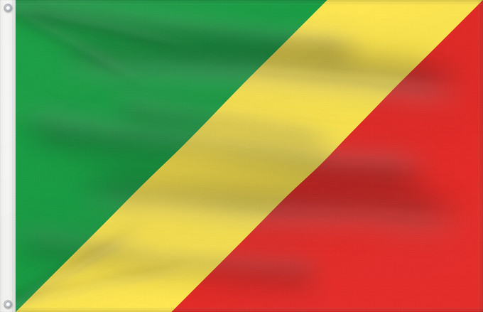 Flag, with two metal eyelets and reinforced hoist: Republic of the Congo Congo République du Congo República del Congo Republik Kongo Repubblica del Congo República do Congo علم الكونغو Banniel Republik Kongo La Respubliko Kongo Kongoar bandera پرچم جمهوری کنگو Dalapo ya Repubilika ya Kongo Bɛndɛ́lɛ ya Re
