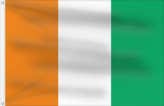 Bandera, con dos ojales metálicos y lado del asta reforzado: Côte d'Ivoire