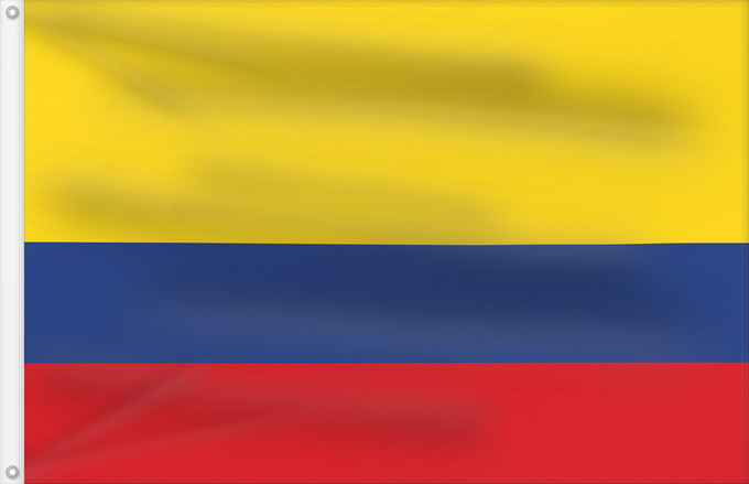 Bandera, con dos ojales metálicos y lado del asta reforzado: Colombia	Colombie	República de Colombia	Kolumbien	Colômbia	Kolumbii	Kolombio	Columbiei	Флаг Колумбии	Štátna vlajka Kolumbie	Kolumbije	Colombias	Kolombiya