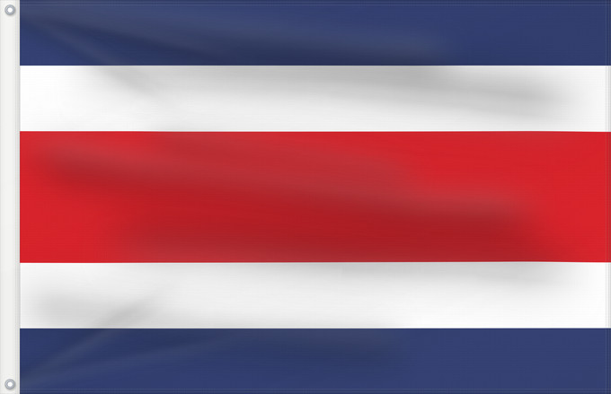 Bandera, con dos ojales metálicos y lado del asta reforzado: Costa Rica	Costa Rica sin armas	Costa Ricas	Costarica	Banniel Costa Rica	Kostariko	Costa Ricako bandera	Costa Rican	Kostarika	Pāmitl Necuiltōnolhuēyātēnco	Kustarika unanchan	Флаг Коста-Рики	Kostarike