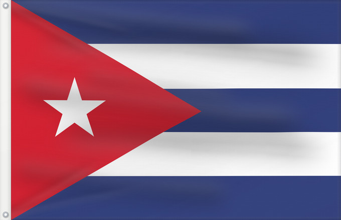 Bandera, con dos ojales metálicos y lado del asta reforzado: Cuba Kuba علم كوبا Banniel Cuba Kubo پرچم کوبا Kiba Флаг Кубы Kube Kubas Прапор Куби Quốc kỳ Cuba 古巴国旗