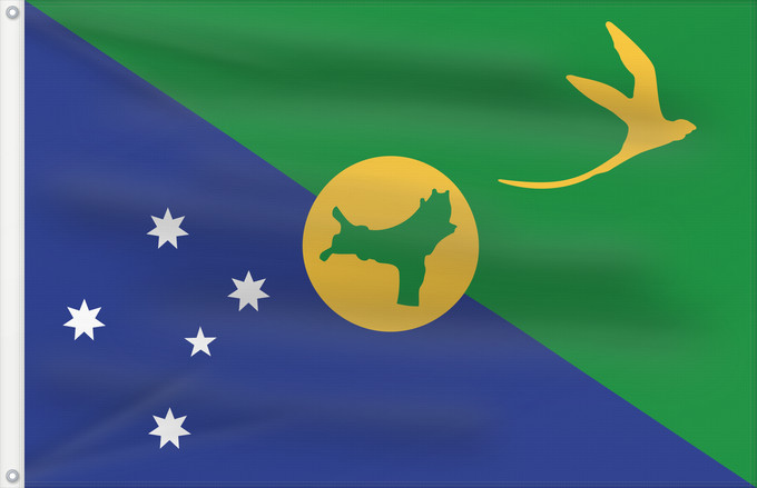 Bandera, con dos ojales metálicos y lado del asta reforzado: Christmas Island Île Christmas Isla de Navidad Weihnachtsinsel Isola di Natale