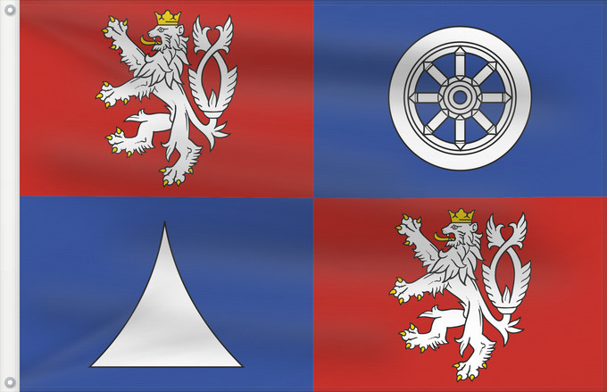Bandera, con dos ojales metálicos y lado del asta reforzado: Liberec Region Région de Liberec Región de Liberec Region Liberec Regione di Liberec