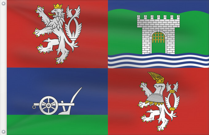 Bandera, con dos ojales metálicos y lado del asta reforzado: Usti nad Labem Region	Ústí nad Labem Region	Region de Ústí nad Labem	Región de Ústí nad Labem	Ústí nad Labem