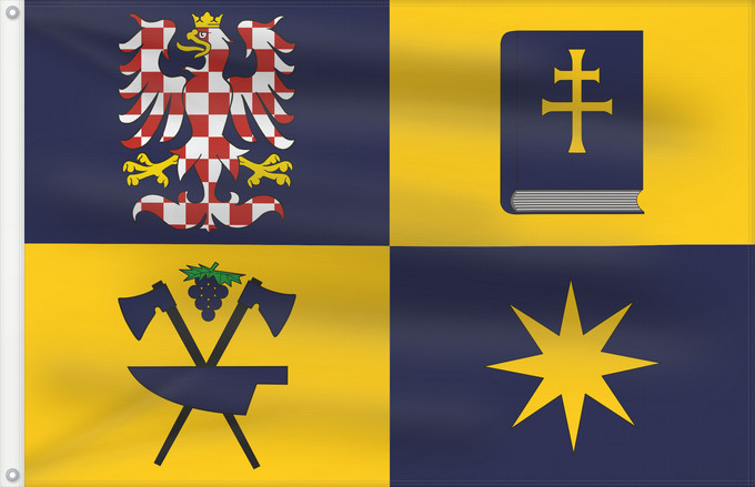 Bandera, con dos ojales metálicos y lado del asta reforzado: Zlin Region	Zlín Region	Région de Zlín	Región de Zlín	Region Zlín