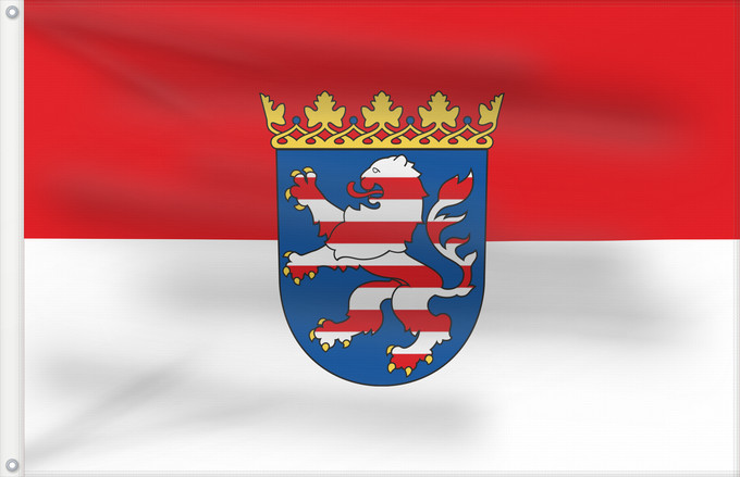 Bandera, con dos ojales metálicos y lado del asta reforzado: Hesse	Hessen	Assia