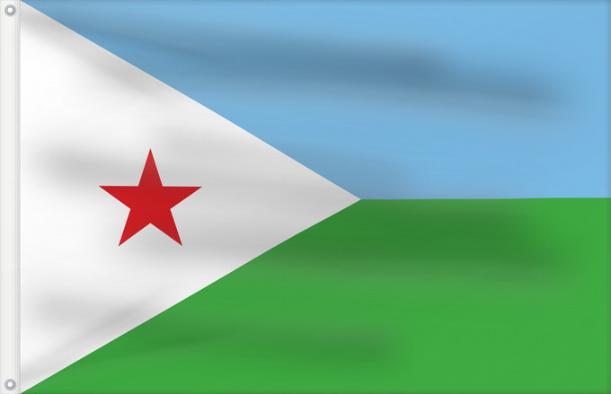 Drapeau, avec deux œillets métalliques et guindant renforcé : Djibouti	Yibuti	Dschibuti	Gibuti	Vo Dschibuti	የጅቡቲ ሰንደቅ ዓላማ	علم جيبوتي	জিবুতির পতাকা	Banniel Djibouti	Džibutská vlajka	Ĝibutio	Djibutiko bandera	Djiboutin	Ala Cîbutî	Džibučio	Sainan i Dziboti	Jiboti	Džibutija	Jabuuti	Djiboutis	Jibuti