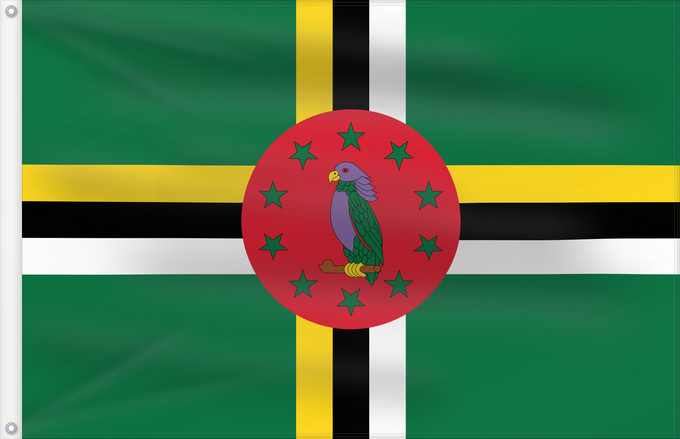 Flag, with two metal eyelets and reinforced hoist: Dominica	 Dominique	Dominica lipp	Dominican	ドミニカ国の国旗	Флаг Доминики	Dominike	Dominicas