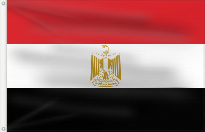 Flag, with two metal eyelets and reinforced hoist: Egypt L Égypte Egipto Ägyptens Dell Egitto Egypte የግብፅ ሰንደቅዓላማ علم مصر Сцяг Егіпта Banniel Egipt Yr Aifft Af Ægypten Σημαία της Αιγύπτου Egiptio Egyptin Asenǧaq n Maṣer Флаг Египта Masar Egyptens Mısır Прапор Єгипту