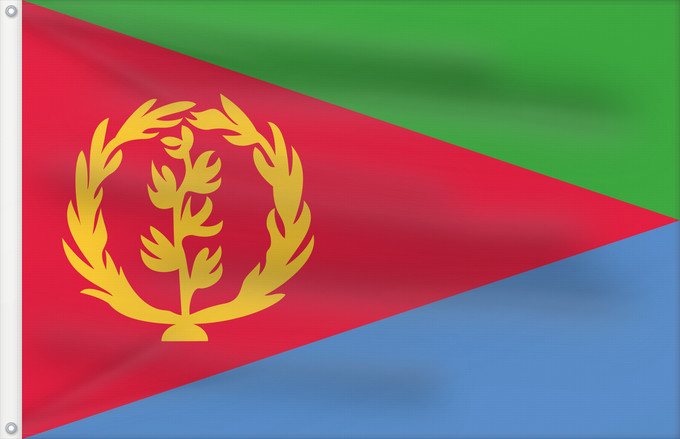 Drapeau, avec deux œillets métalliques et guindant renforcé : Eritrea	L Érythrée	Dell Eritrea	የኤርትራ ባንደራ	علم إريتريا	Af Eritrea	Eritreo	پرچم اریتره	דגל אריתריאה	Alaabaa Eritrea	Флаг Эритреи	S Eritrea	Eritreje	Eratareya	Eritreas	ባንደራ ኤርትራ