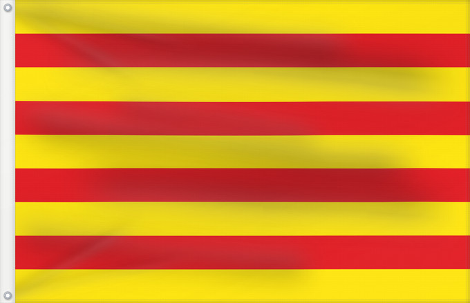 Drapeau, avec deux œillets métalliques et guindant renforcé : Catalonia The senyera La seniera La señera Die senyera Dell Aragón traslitterata in spagnolo come señera La senyera La Senjera