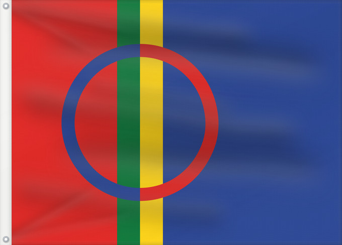 Flag, with two metal eyelets and reinforced hoist: Sami	The Sami	Laponie	Laponia	Lappland	Lapponia	Sámská vlajka	Samea	Saamen	Det samiske flagget	Sámi leavga	Samernas