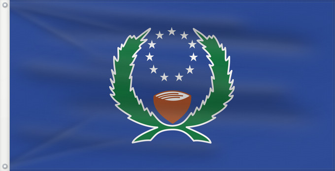 Drapeau, avec deux œillets métalliques et guindant renforcé : Pohnpei	State of Pohnpei	L État de Pohnpei	Pohnpei 	Staates Pohnpei im Verhältnis 10 19 Beschreibung der Flagge  Das blaue Tuch steht für den Pazifik