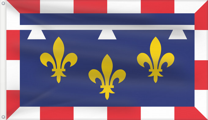Flag, with two metal eyelets and reinforced hoist: Centre-Val de Loire Unofficial flag of Centre region in France Non-officiel de la région Centre-Val de Loire en France Centro Centre Banniel anofisiel Kreiz-Traoñ al Liger e Frañs