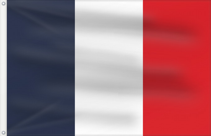 Bandera, con dos ojales metálicos y lado del asta reforzado: France	Francia	Frankreich	France in #002654, #FFFFFF, #CE1126