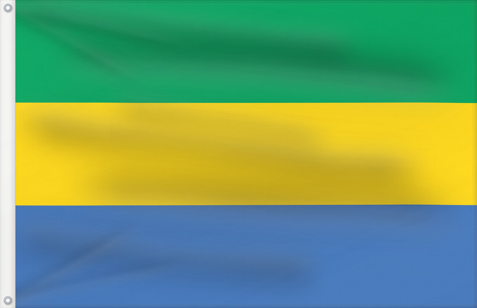 Bandera, con dos ojales metálicos y lado del asta reforzado: Gabon Gabón Gabun Gabão علم جمهوريةالغابون Banniel Gabon Gabons Gabono Gabongo bandera پرچم گابن Drapél du Gabon Dalapo ya Ngabu Bɛndɛ́lɛ ya Gabɔ́ Bendêre tî Gaböon