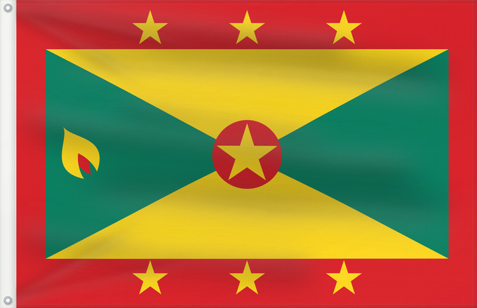 Bandera, con dos ojales metálicos y lado del asta reforzado: Grenada Grenade Granada Флаг Гренады Grenadas